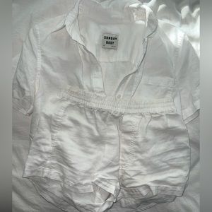 Sunday Best Linen set, size 2xs in both, color white